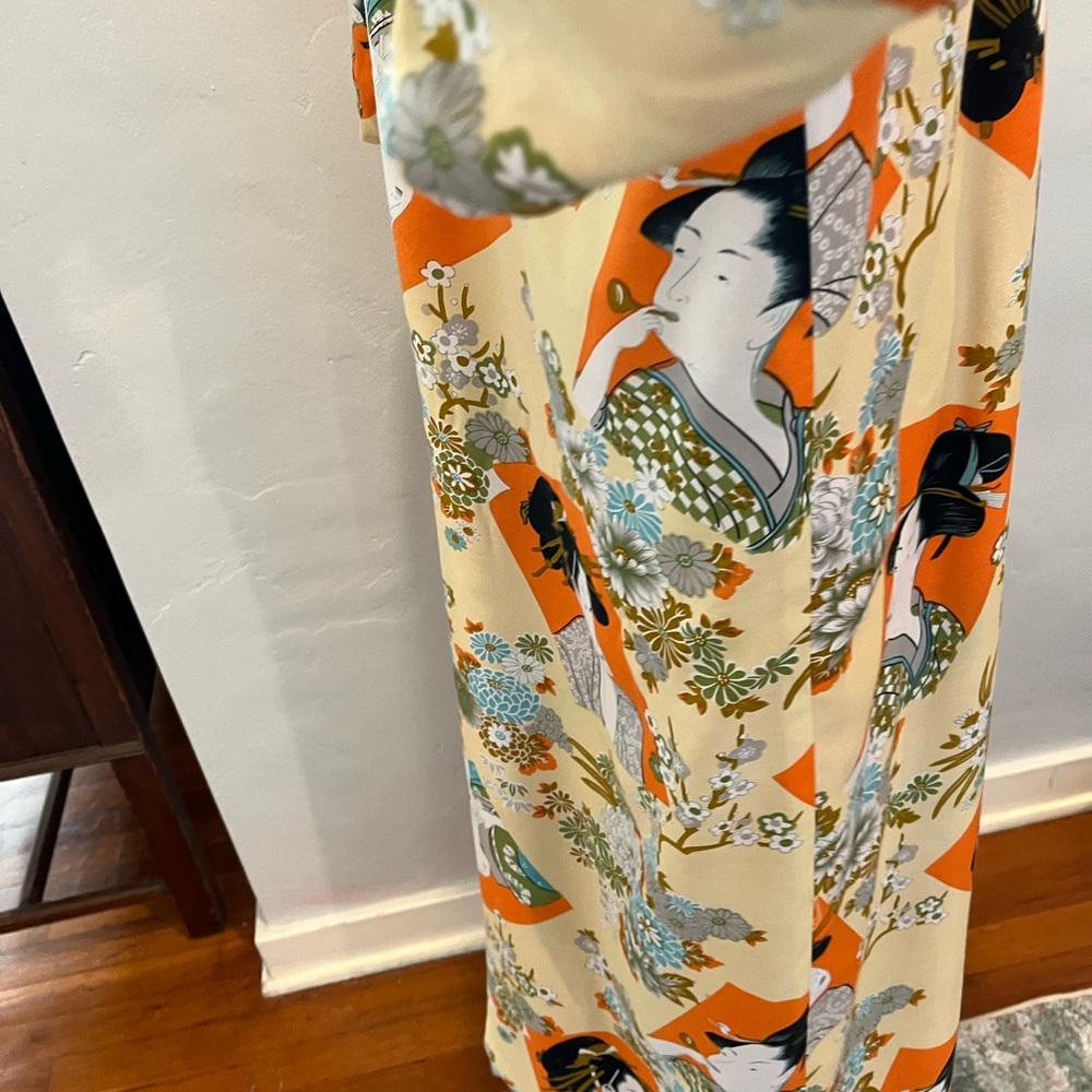 Kimono Robe Floral Geisha Print - Picture 4 of 8